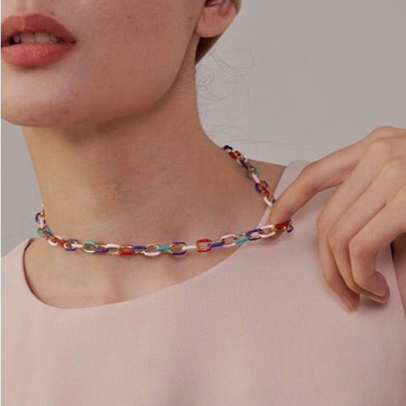 LAST ONE New Rainbow Color Block Chain Choker Necklace ~ Stainless Steel Enamel - Picture 11 of 16